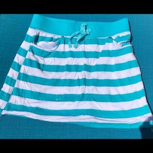 Blue and white stripped skirt